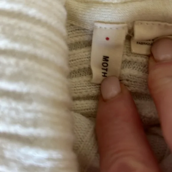 Anthropologie Moth White Cowl Neck Ribbed Sweater With Asymmetrical Hem Size XL - Picture 2 of 11